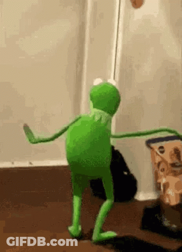 Kermit The Frog Dancing In Front Of Door GIF
