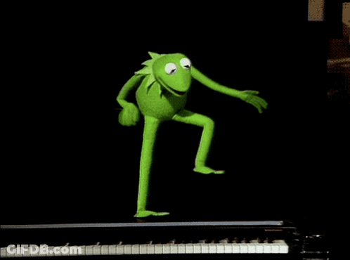 Kermit The Frog Dancing On A Piano Keyboard GIF