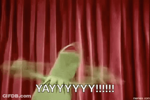 Kermit The Frog Dancing On Stage Saying Yay GIF