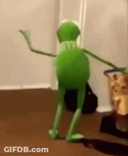 Kermit The Frog Dancing With Bag Of Chips In Background GIF