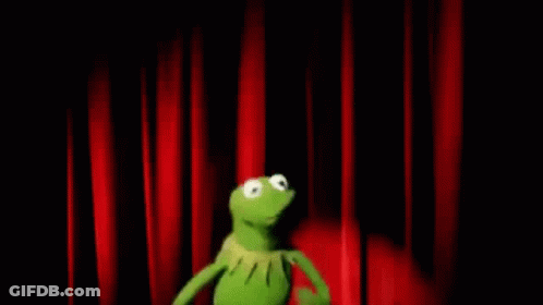 Kermit The Frog Dancing With Red Curtain GIF
