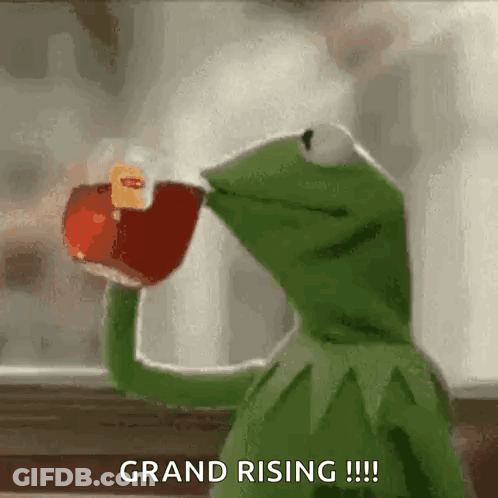 Kermit The Frog Drinking From Red Cup Saying Grand Rising GIF