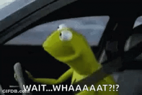 Kermit The Frog Driving And Saying Wait Whaaaat GIF