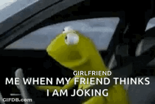 Kermit The Frog Driving Car Saying Girlfriend Me When My Friend Thinks I Am Joking GIF
