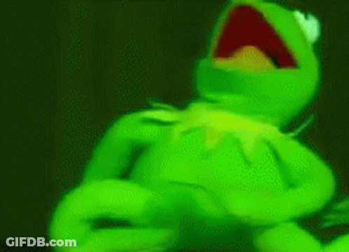 Kermit The Frog Eating Cheese And Laughing GIF