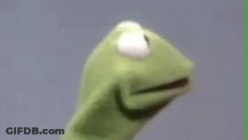 Kermit The Frog From Sesame Street Is Making A Funny Face In Front Of A Sign That Says Wat . GIF