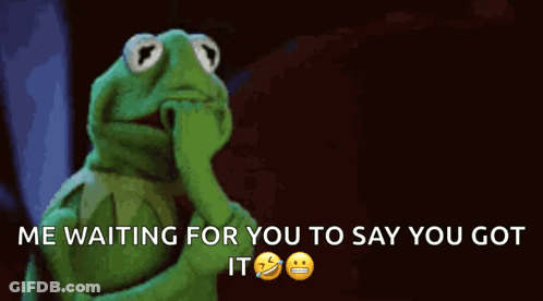 Kermit The Frog Hand To Mouth Saying Me Waiting For You To Say You Got It GIF