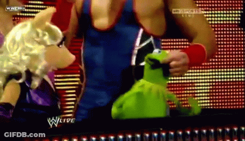 Kermit The Frog Held By Wrestler GIF