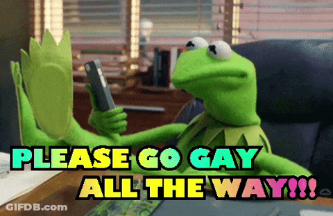 Kermit The Frog Holding Cell Phone Saying Please Go Gay All The Way GIF