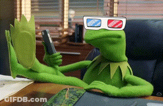Kermit The Frog In 3D Glasses Holding Cell Phone GIF