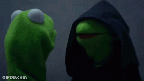 Kermit The Frog In Black Hood Next To Muppet GIF