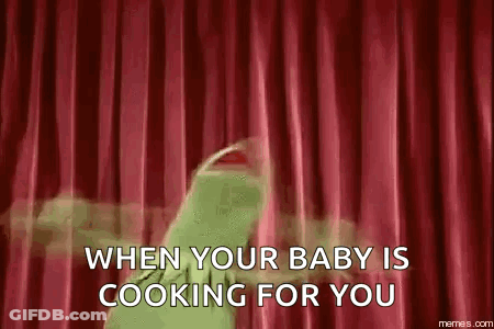 Kermit The Frog In Front Of Red Curtain GIF