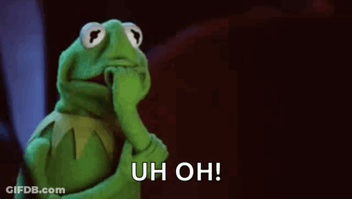 Kermit The Frog Is Covering His Mouth With His Hand And Says Uh Oh . GIF