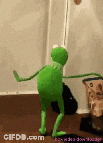 Kermit The Frog Is Dancing In A Room With A Box Video Downloader In The Corner GIF