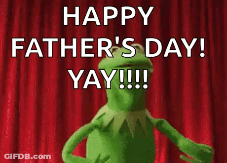 Kermit The Frog Is Dancing In Front Of A Red Curtain With The Words `` Happy Father 'S Day ! Yay ! '' GIF