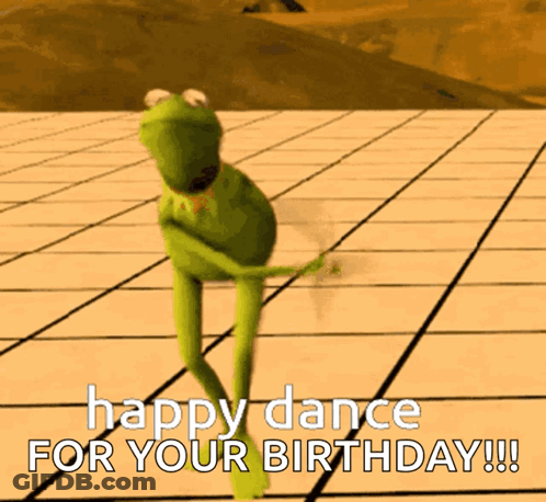 Kermit The Frog Is Dancing With The Words Happy Dance For Your Birthday On The Bottom GIF