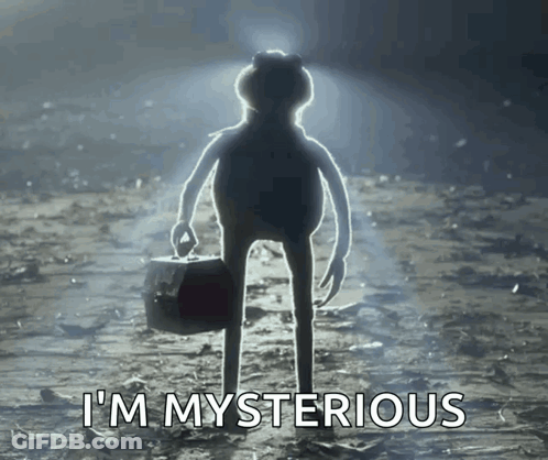 Kermit The Frog Is Holding A Briefcase And Says " I 'M Mysterious " GIF