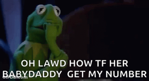 Kermit The Frog Is Holding His Hand To His Face And Saying `` Oh Lawd How Tf Her Babydaddy Get My Number '' GIF