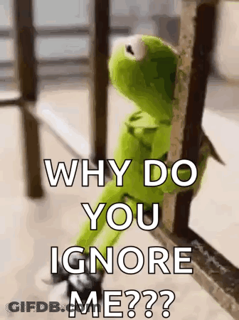 Kermit The Frog Is Leaning Against A Railing And Saying `` Why Do You Ignore Me ? '' GIF