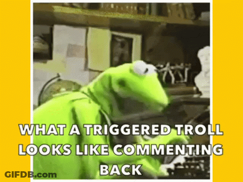 Kermit The Frog Is Playing A Piano With The Caption What A Triggered Troll Looks Like Commenting Back GIF