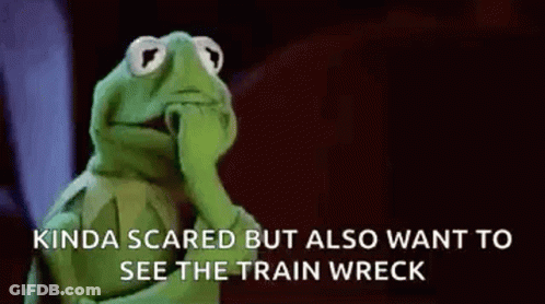 Kermit The Frog Is Scared Of A Train Wreck And Wants To See It . GIF