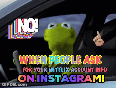 Kermit The Frog Is Sitting In A Car With The Words " No When People Ask For Your Netflix Account Info On Instagram " Bel GIF