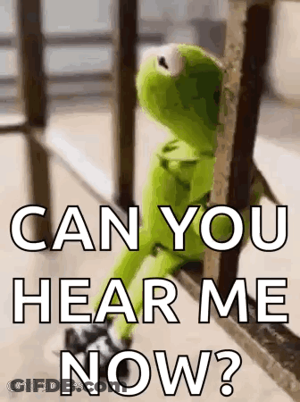 Kermit The Frog Is Sitting On A Railing Looking Out A Window And Says `` Can You Hear Me Now ? '' GIF