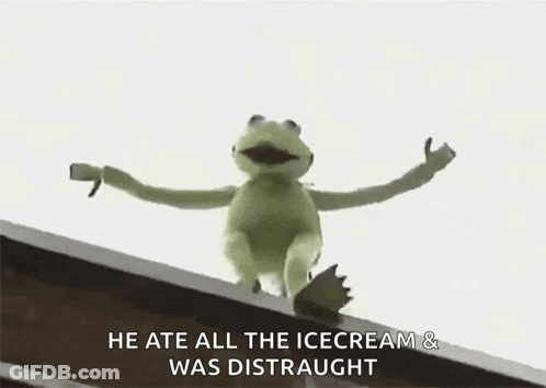 Kermit The Frog Is Sitting On Top Of A Building . GIF