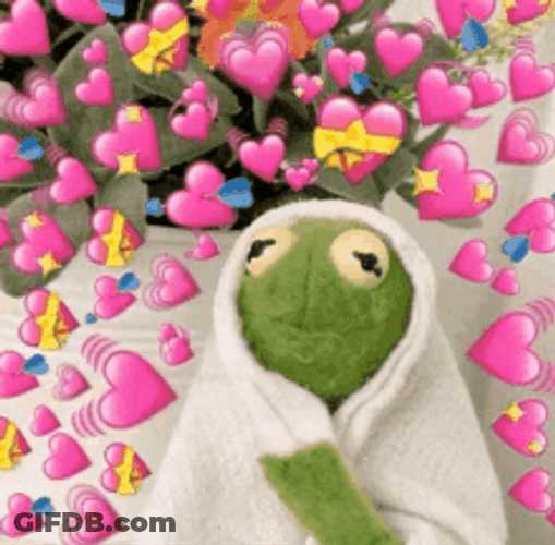 Kermit The Frog Meme Hearts In Love GIF