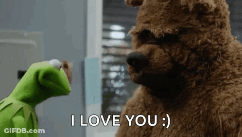 Kermit The Frog Next To Teddy Bear Saying I Love You GIF