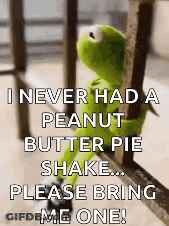 Kermit The Frog Sitting With Peanut Butter Pie Shake GIF