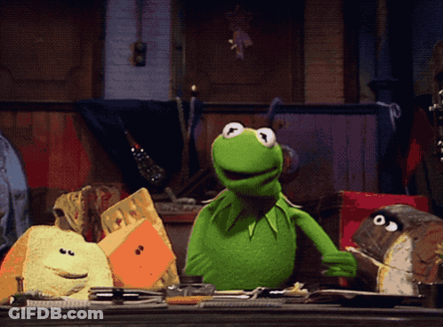 Kermit The Frog Sitting With Stuffed Animals GIF