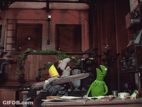 Kermit The Frog Smoking At Table GIF
