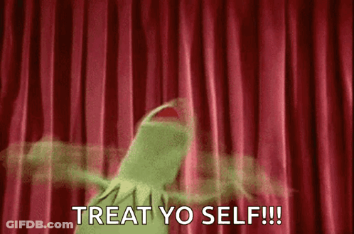 Kermit The Frog Standing Arms Outstretched In Front Of Red Curtain GIF