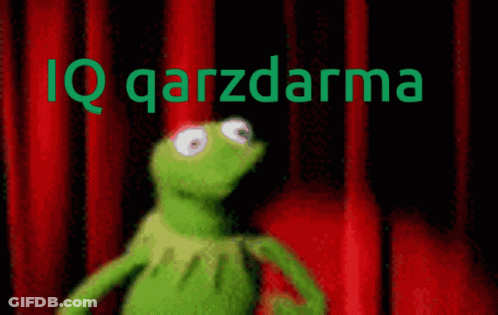 Kermit The Frog Standing In Front Of Red Curtain With IQ Garzdarma GIF