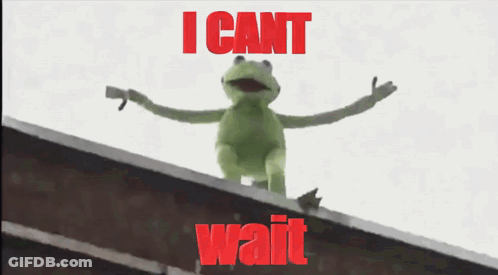 Kermit The Frog Standing On Ledge Saying I Cant Wait GIF