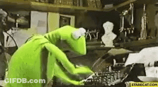 Kermit The Frog Typing On Typewriter GIF