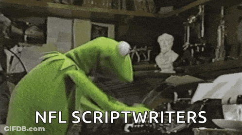 Kermit The Frog Typing On Typewriter With NFL Scriptwriters GIF
