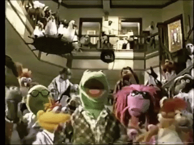 Kermit Yay And The Whole Crew GIF