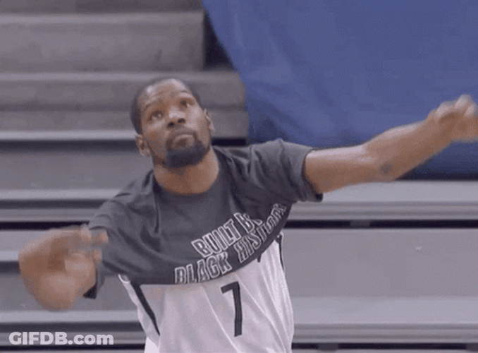 Kevin Durant Hands Up Three GIF