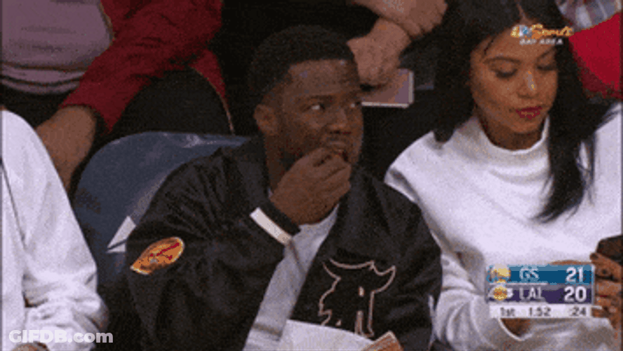 Kevin Hart Eating While Watching A Game GIF