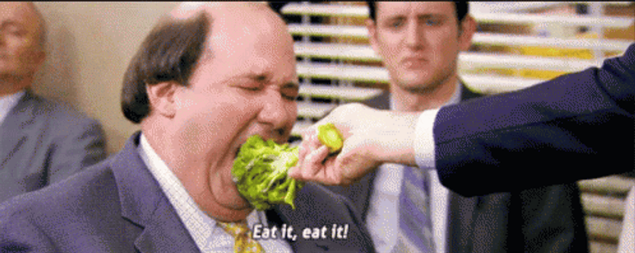 Kevin Malone Eating Broccoli GIF