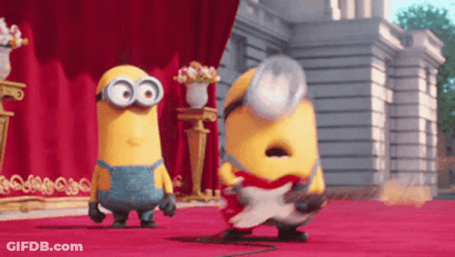 Kevin Minion Playing & Smashing Guitar GIF