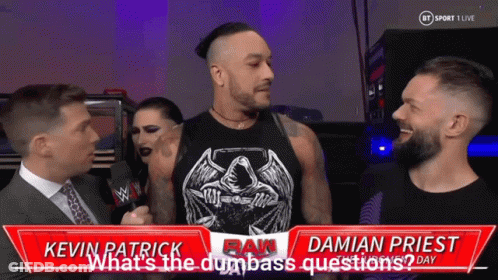 Kevin Patrick And Damian Priest Are Being Interviewed On A Wrestling Show GIF