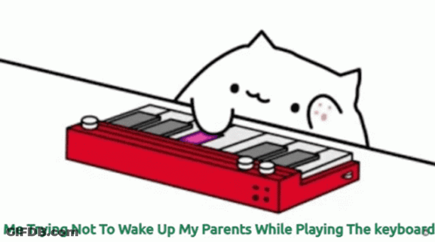 Keyboard Cat Inhales While Playing GIF