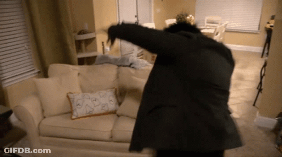 Kicking And Screaming Flipping Over Couch GIF