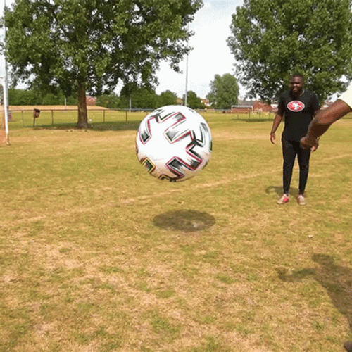 Kicking Big Soccer Ball GIF