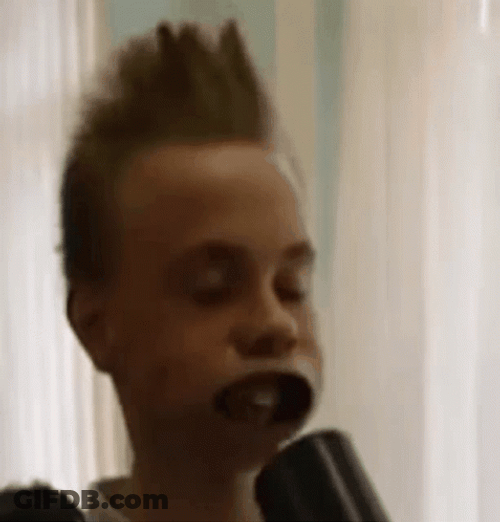 Kid Blow His Mouth Using Power Blower GIF