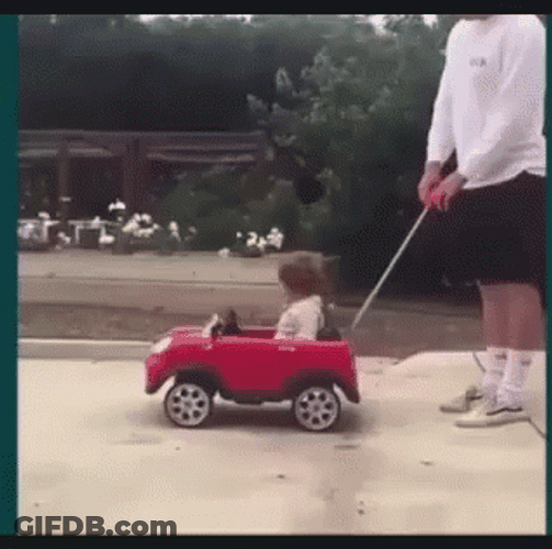 Kid Break Red Toy Car Crash GIF