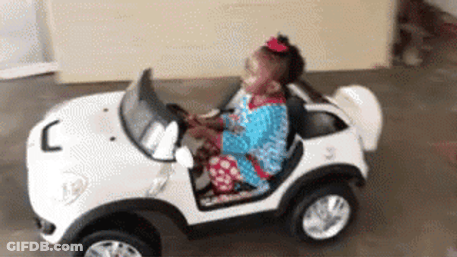 Kid Bump In The Wall Car Crash GIF